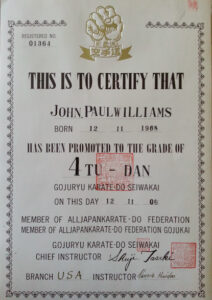 Johnpaul Williams Seiwakai 4th Dan (English version)