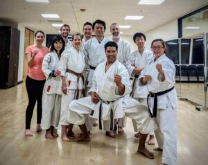 Training group in Menlo Park with Seiwakai Karate Silicon Valley JKF Gojukan