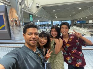 Johnpaul and Shiho with Yu and Ori at Narita airport