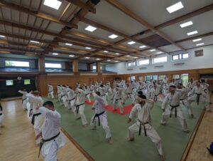 International Seiwakai Gojuryu Karate members training in the Omagari Budokan