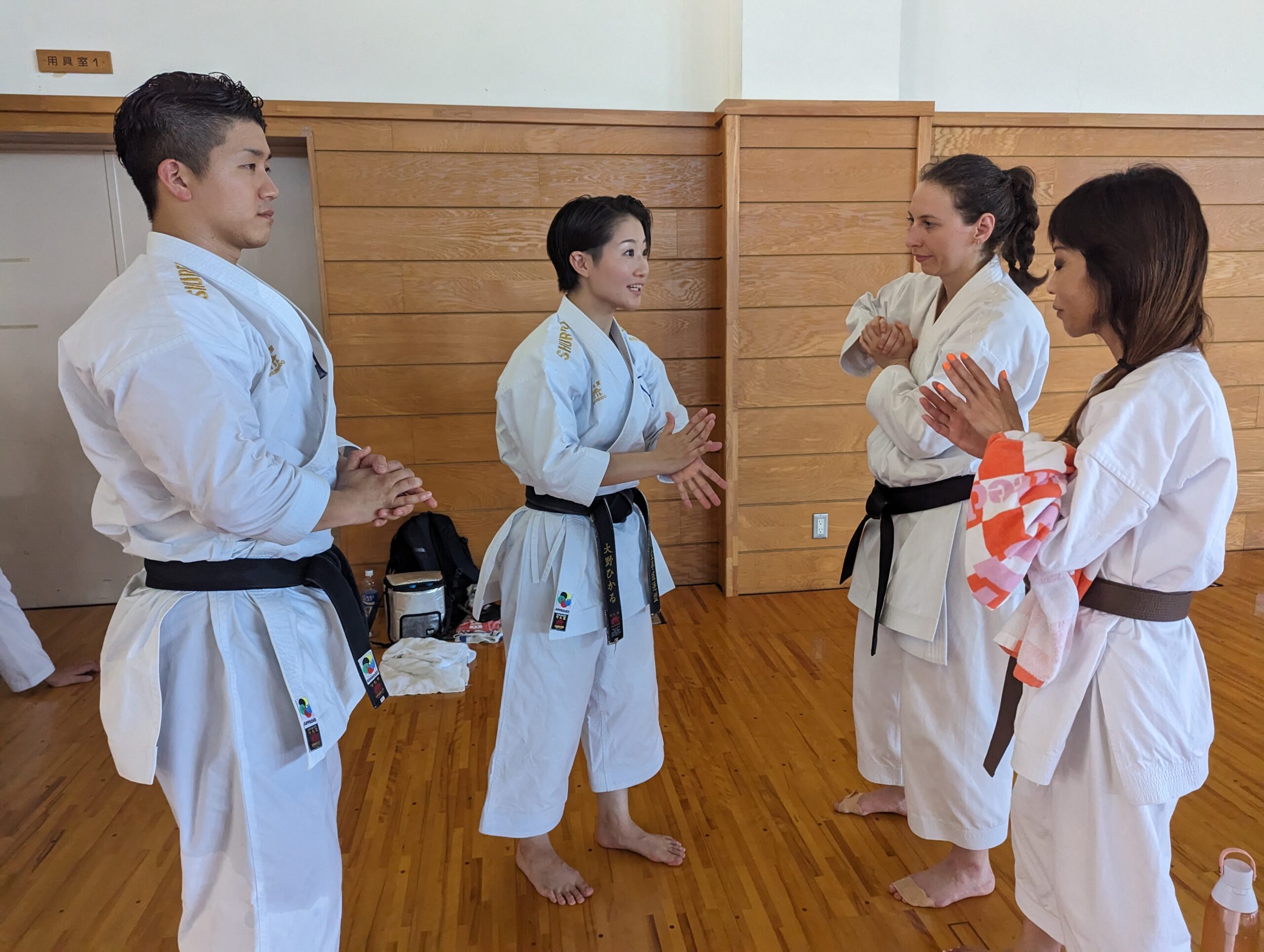 World champions: Kakeru Nishiyama and Hikaru Ohno with Alexandra Alan and Shiho Williams at the Seiwakai Japan gasshuku